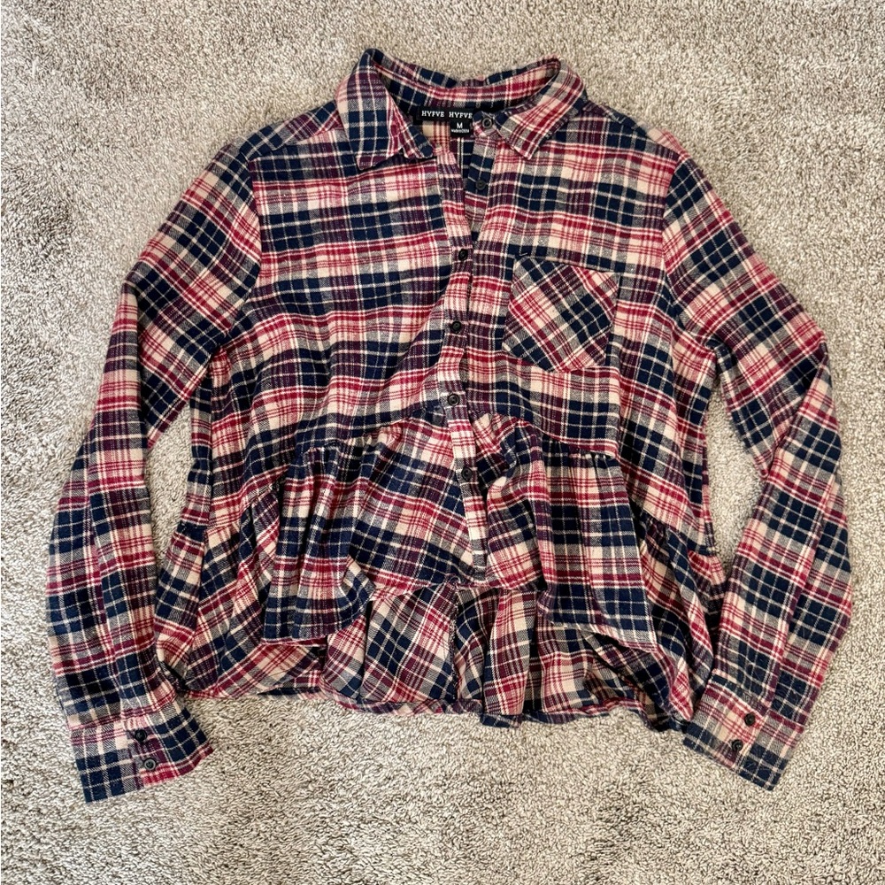 Talulah Women’s Cropped Ruffled Flannel Size M